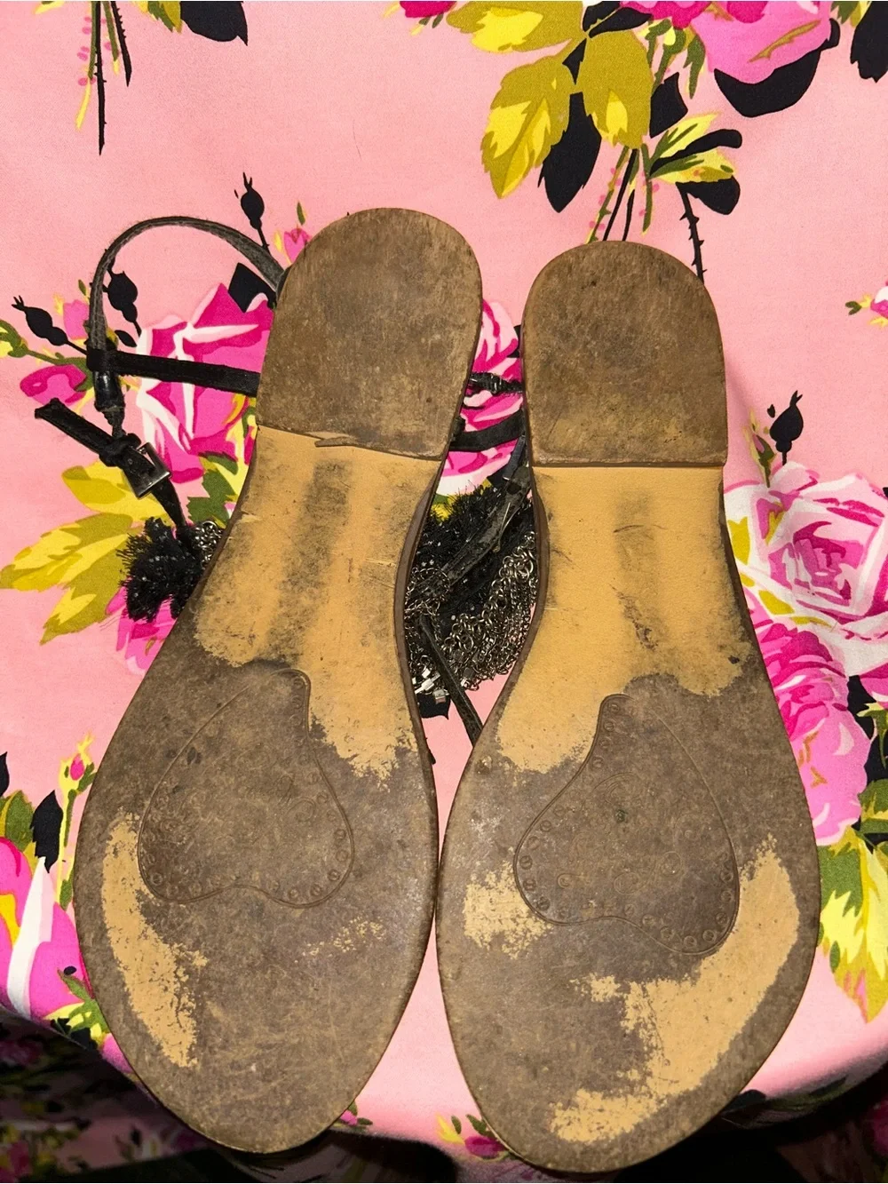 Naughty Monkey Black crystal thong sandals flip flops 90’s Y2K vintage shoes 9